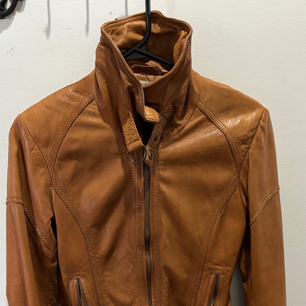Vintage leather jacket camel color H&M
